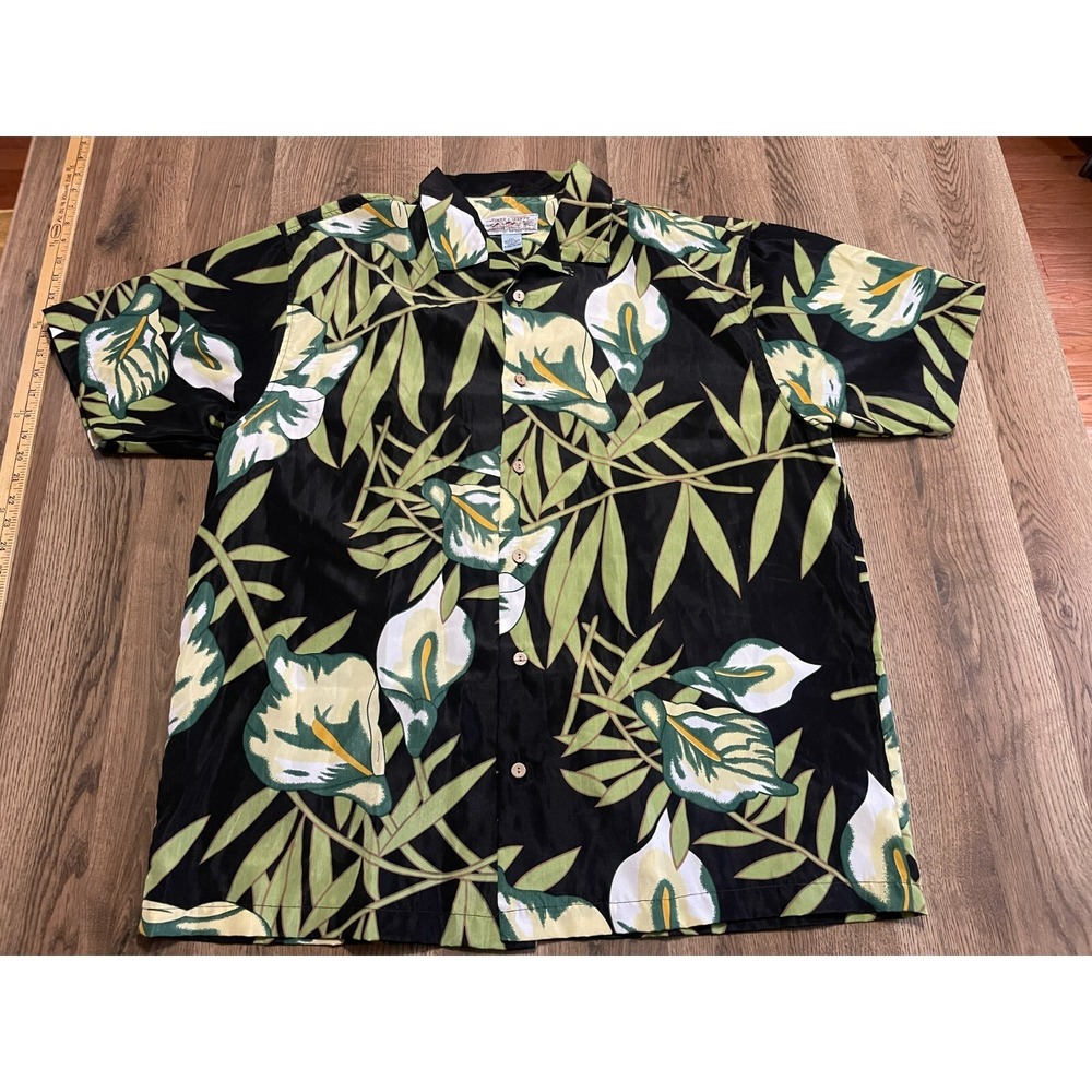 Island 2 Island Shirt, Men's Size 2XL, Green Yellow Black, Button Up, Hawaiian